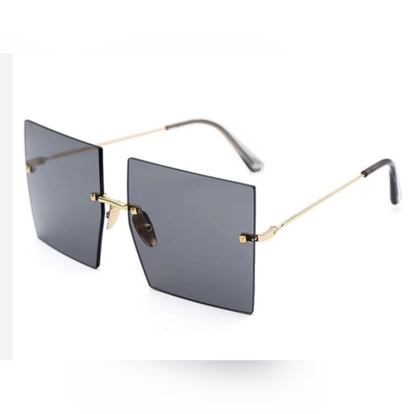 Black Kollection: Square Frameless Sunglasses - Picture 2 of 3
